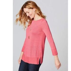 J. Jill Women's Caroline Coral Linen Cotton Blend Boat Neck Size Large Petite.